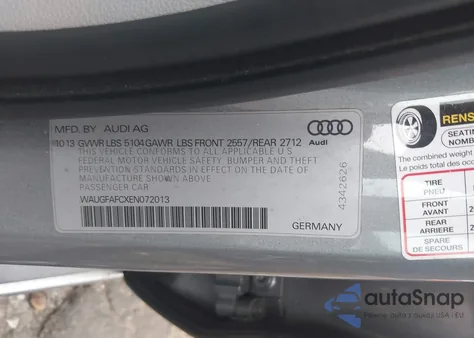 2014 Audi A6 2.0T Premium from USA, damaged, VIN WAUGFAFCXEN072013